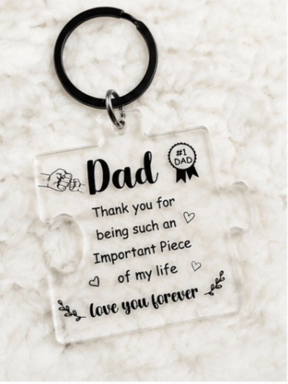 Dad Puzzle Piece Keychain Gift | Acrylic Father’s Day Keyring | Gift for Dad